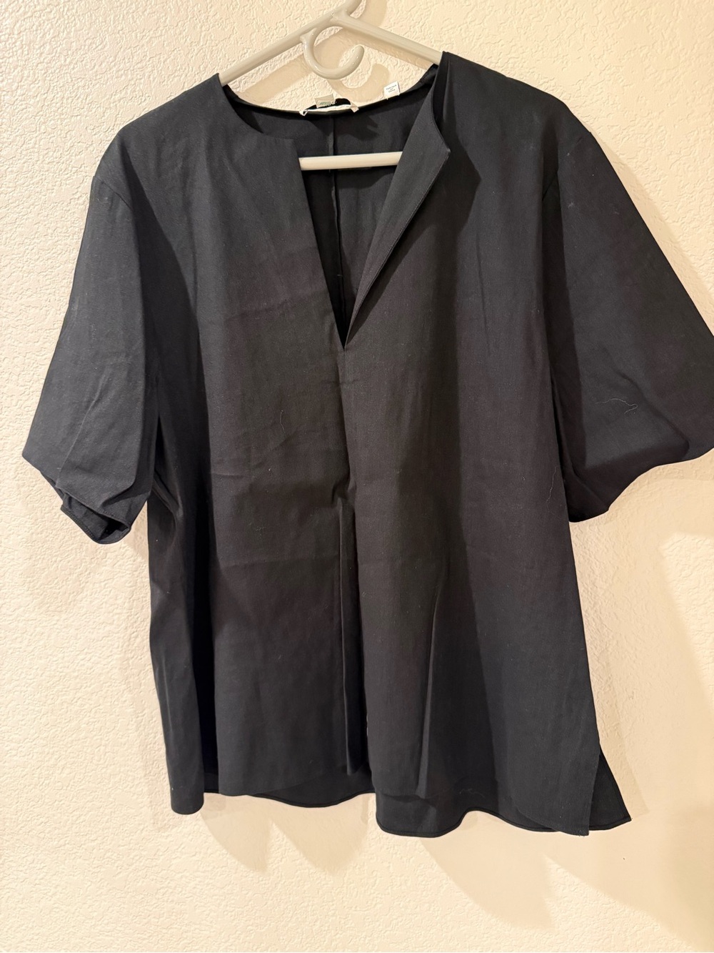Vince Black Short-Sleeve Linen Shirt